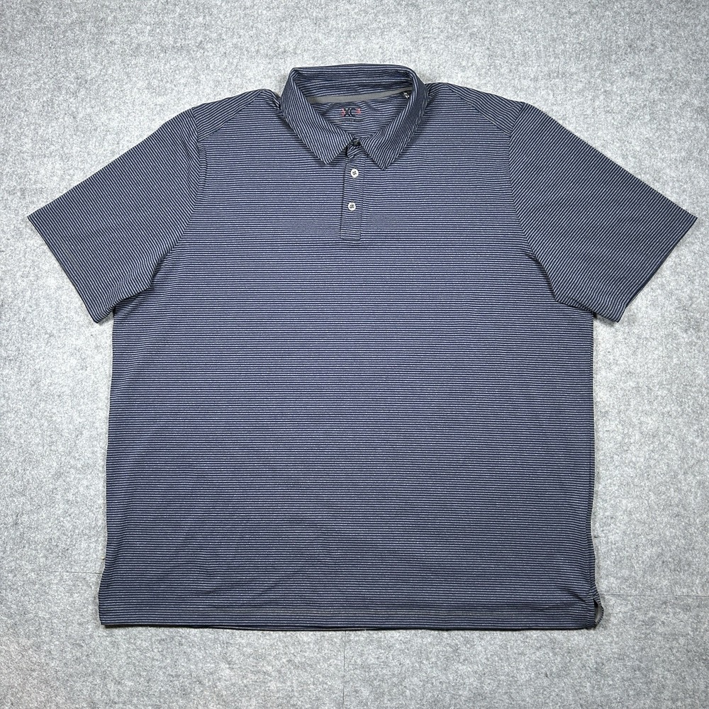 JOHNSTON & MURPHY XC4 Golf Polo Shirt Mens Size XXL 2XL Blue Striped